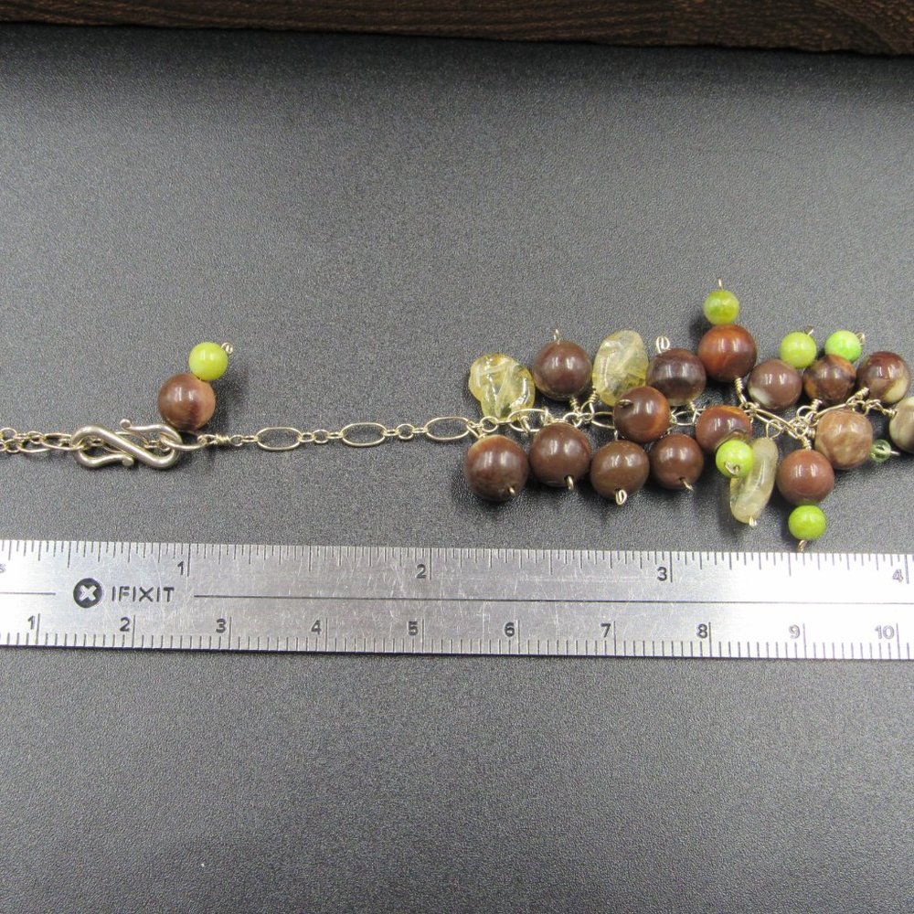 22" Sterling Silver Long Rustic Multiple Stones N… - image 6